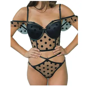 hot transparent lace doll outfit thong polka dot underwear pyjamas