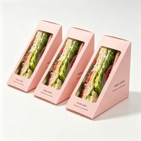 Scatola Triangolare per Sandwich all'Ingrosso, Scatola di Carta per Sandwich con Finestra, Scatola di Carta Personalizzata per Snack
