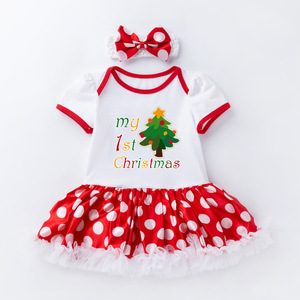 Robe de Noël à manches courtes pour bébé, ma première <span class=keywords><strong>tenue</strong></span> de Noël, barboteuse, ensemble de vêtements pour bébé fille - Product Image 4