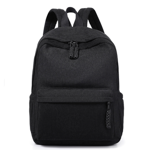 Sac à dos en velours côtelé noir, sac d'école côtelé, sac à dos souple de voyage, sac à dos décontracté pour ordinateur portable - Product Image 1