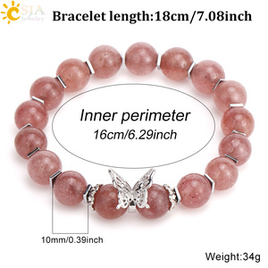 CSJA-Bracelet Papillon de Guérison en <span class=keywords><strong>Pierre</strong></span> Naturelle, 10mm, Bracelet Élastique en <span class=keywords><strong>Pierre</strong></span> de Cristal Rose, pour Femme, Bijoux H466 - Product Image 6