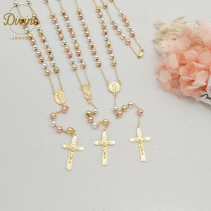 Collar de cuentas de oración de oro laminado de 14k de alta calidad, 6mm, con la imagen de San Judas y la Virgen María, joyería religiosa de gran venta. - Product Image 3
