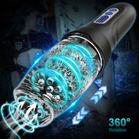 Masturbateur masculin entièrement automatique télescopique rotatif, avec fonctions de serrage, aspiration et vibration, type 'Airplane Cup', jouet sexuel