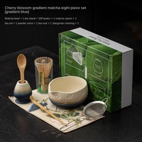 Service à thé Matcha progressif en fleurs de cerisier ensemble de huit pièces en céramique porcelaine Japandi Design accessoires de thé ménagers