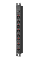 Bloc de distribution d'alimentation monophasé 6 voies avec prises C13 et 2 prises C19 pour salle informatique et laboratoire