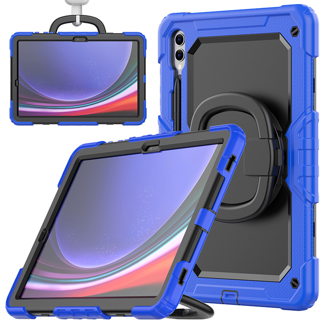 For Samsung Galaxy Tab S10 PLUS S9 Plus 12.4" Shockproof 3 Layer Hybrid Rugged Rotating Folding Handle Grip Bracket  Tablet case