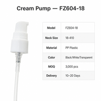 Pompe à crème 18/410 18/415, pompe à lotion noire, blanche, transparente pour flacon de crème cosmétique, plastique PP, vente en gros