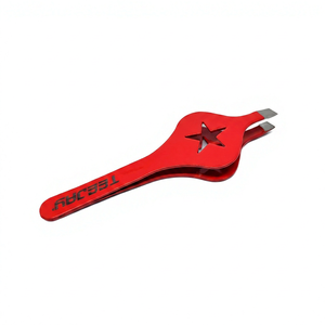 Pince à épiler pour sourcils de 8 cm, rouge, avec revêtement en poudre, prix usine OEM/ODM, avec une grande poignée pratique, pointe inclinée, pointe finement travaillée, idéale pour les sourcils. - Product Image 1