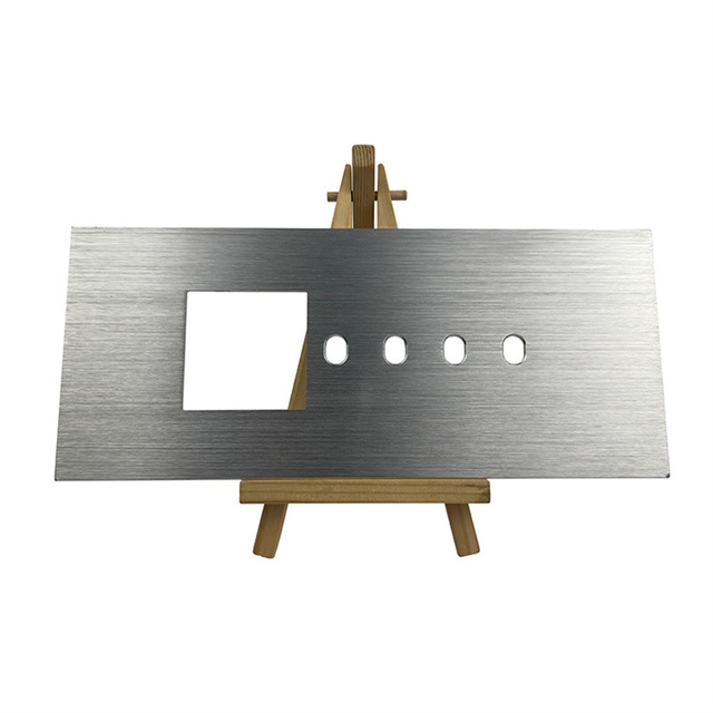 Custom Size Design Good Texture Gold Grey Color Brushed Anodized Surface Aluminum Plates Aluminium Metal Frame Switch Panel