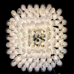 Spectaculaire Moderne Murano Glazen Kroonluchter Of <span class=keywords><strong>Flush</strong></span> <span class=keywords><strong>Mount</strong></span> Zwart Goud Metalen Kroonluchter Ontwerpers Glazen Hanglamp - Product Image 2