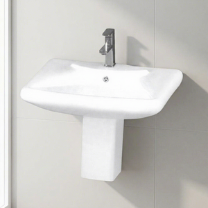Meilleures ventes : Ensemble lavabo demi-pied carré en céramique blanche avec meuble pour centre commercial - Product Image 2