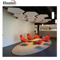 Huamei-tablero suspendido de fábrica, fibra de vidrio hexagonal, techo acústico, nube, techo falso