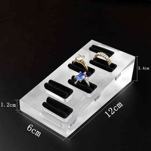 Sang Trọng Trong Suốt 4 Khe Cắm Nhung Đen Trang Sức Hiển Thị Đạo Cụ Chủ Rõ Ràng Acrylic Vòng Hiển Thị Khay - Product Image 6