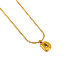 Zogxin Letter Pendant Snake Chain 18K Gold Plated Stainless Steel Necklace For Gift Leisure Wear - Product Image 5