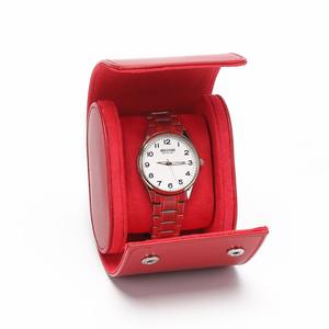 Hot Sale Luxury Unisex Travel Watch Case <b>Box</b> <b>Black</b> PU Leather Roll Snap Button Closure Water Resistant Recycled Materials Oval - Product Image 3
