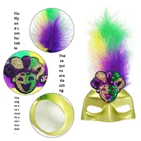 Masque décoratif demi-visage à sequins et plumes pour fête de carnaval Mardi Gras, approvisionnement direct transfrontalier