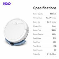 Robot aspirateur fin, balayage humide et sec, 3000 mAh, bac à poussière de 400 ml, vidage automatique du poussière, nettoyage programmé, chargement USB