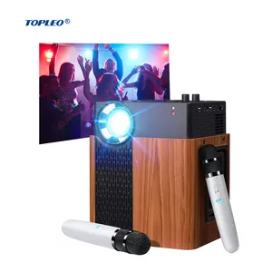 Topleo智能投影仪发光二极管1080P户外家庭派对卡拉ok房ktv机器扬声器投影仪