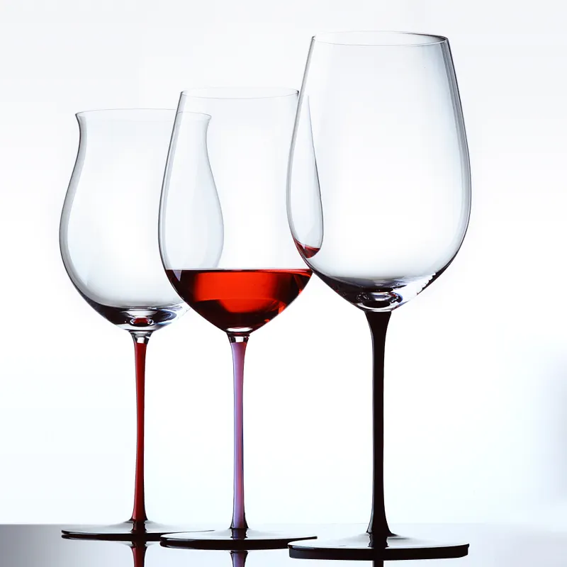 Tay thổi công suất lớn chất lượng cao rượu vang kính pha lê Burgundy rượu vang kính màu que Bordeaux Kính