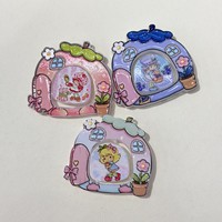 Set Manik-manik Akrilik Strawberry Girl Fairy House, Manik-manik Kartun untuk Pena, Manik-manik DIY untuk Gelang, Gantungan Tas Ponsel, Manik-manik Buatan Tangan