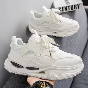 Chaussures pour hommes, chaussures de marche décontractées en maille respirante avec augmentation de la hauteur cachée, chaussures de course pour jeunes, chaussures de sport amortissantes - Product Image 1