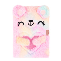 Carnet de notes en peluche personnalisé, mignon, pour filles BTS, avec serrure et clés, reliure spirale, reliure à point de selle