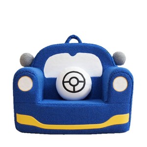 Canapé-lit pliable en forme de voiture pour enfants, fauteuil en peluche pour enfants de 2 ans et plus, bleu avec coussin en forme de chat - Product Image 5
