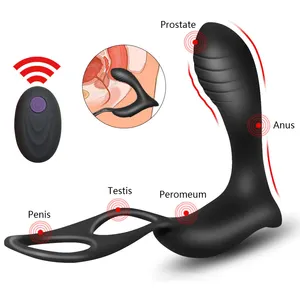 Yetişkin silikon erkek vibratör prostat masaj aleti seks oyuncak horoz halka Anal vibratör Butt Plug erkekler için prostat masaj aleti