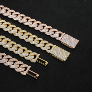 Custom 20mm 925 Sterling Silver Cuban Link <b>Chain</b> <b>Iced</b> <b>Out</b> Full Setting Moissanite Cuban Bracelet - Product Image 5