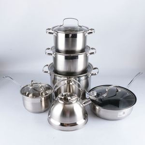 Batterie de cuisine en acier inoxydable de qualité supérieure pour la maison, ensemble de casseroles avec couvercles en verre et bouilloire, vente en gros d'usine - Product Image 4