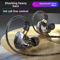 Headset Gaming Berkabel Lintas Batas dengan Kontrol di Kabel, Earphone Olahraga Tipe Lubang Bulat, Headphone Over-ear Bass Berat Tipe-C Aktif