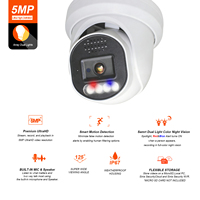 Cámara IP de Seguridad PoE de 5MP con Luz Estroboscópica Roja y Azul y Alarma de Audio, Comunicación Bidireccional, Detección Humana por IA, Hasta 512G SD, Metálica