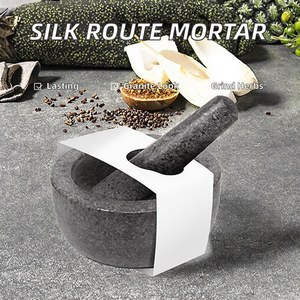 Mortero y Pilón de Granito Natural de 16 cm, Molinillo de Especias y Hierbas Resistente, <span class=keywords><strong>Molcajete</strong></span> de Piedra Tallado a Mano, Herramienta de Cocina, Solo Lavar a Mano - Product Image 2
