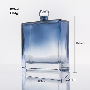 Flacon de parfum de luxe élégant 50ml 100ml, bleu nuit dégradé, rectangulaire, vide, en verre transparent, pour homme, avec vaporisateur - Product Image 3