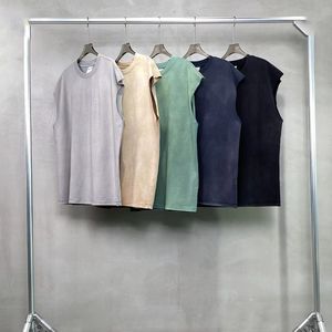 Chaleco de Algodón Ecológico Tejido con Logo Oversize y Hombros Caídos AR716, Lavado Ácido Vintage para Hombre - Product Image 5