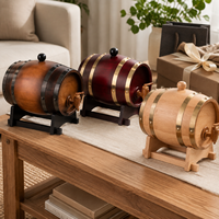 Distributeur de vin en fût de bois avec robinet et support pour service sur table de bar à domicile, fournisseur en gros d'articles de bar en bois de pin et de chêne