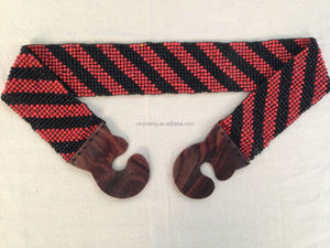 Ceinture extensible perlée personnalisée en usine, ceinture extensible perlée vintage avec boucle en bois de teck, ceinture extensible perlée faite à la main arc-en-ciel - Product Image 2