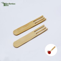 Wegwerp Biologisch Afbreekbare Bamboe Vork 115mm Ecologisch Voedselveilig BPA Vrij Mini Fruitvork voor Feest Catering