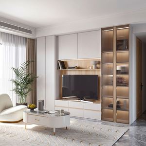 Premium Quality Versatile LED <b>TV</b> <b>Cabinet</b> for Home Apartment with Smart Design <b>Wood</b> Material Fits 65 in and up - Product Image 1