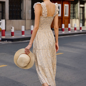 فستان ماكسي صيفي كاجوال بوهيمي مخصص بنقشة زهور، فستان شاطئ هاواي مكشكش وفضفاض للعطلات، من المصنع مباشرةً - Product Image 4