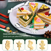 Ensemble de cuillères à thé et à café en acier inoxydable pour Noël, 4 pièces, finition miroir, boîte cadeau, design de manche contemporain, pour cadeaux de Noël