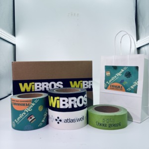 Cinta de embalaje Kraft de marca personalizada autoadhesiva de un solo lado MOQ bajo para sellado de bolsas con logotipo impreso personalizado - Product Image 5