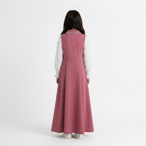 Robe d'uniforme scolaire personnalisée pour filles, collection printemps, unie, manches longues, en mélange de coton, modeste, formelle, longueur genou, avec dentelle - Product Image 4