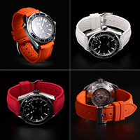 Bracelet de montre en caoutchouc FKM de luxe à libération rapide, motif tressé en nylon, bracelet de remplacement pour Omega avec fermoir métallique