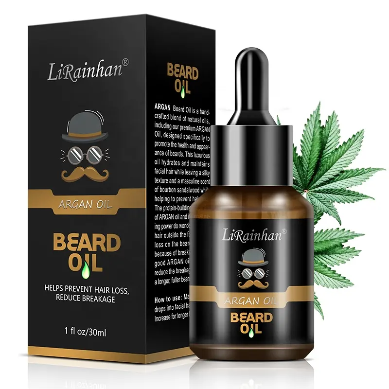 OEM ODM Private Label Black Men Beard Oil 100% Natural Argan Beard Growth Essential Oil Hemp Beard Oil