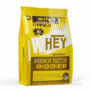 Low Price Custom Aluminum Foil Zipper Flat Bottom Pouch 2kg 5kg 6kg 7kg Whey Protein Powder Bag with Plastic Handle - Product Image 2