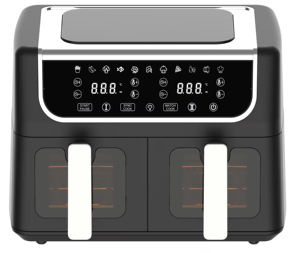 Vendita calda nuovi elettrodomestici da cucina rivestimento antiaderente doppio cestello <span class=keywords><strong>friggitrice</strong></span> 8 <span class=keywords><strong>litri</strong></span> doppia zona <span class=keywords><strong>2</strong></span> cestello a vapore <span class=keywords><strong>friggitrice</strong></span> ad aria - Product Image 2