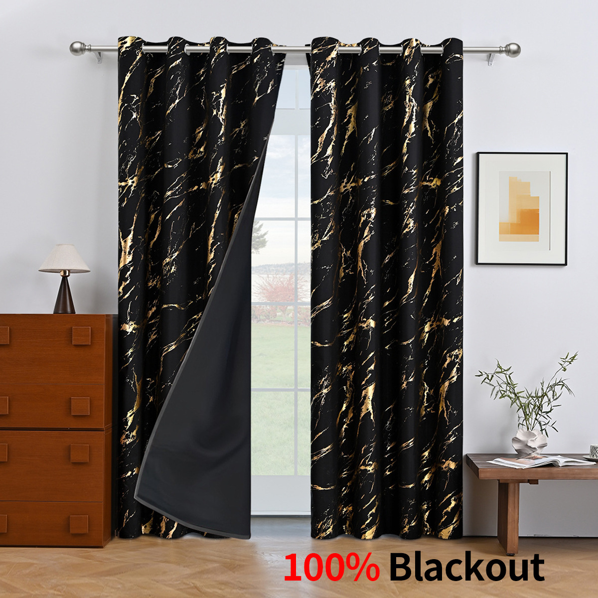 Bronzing marble punch-black 100% blackout