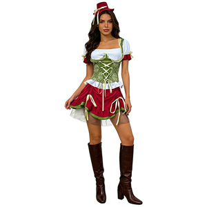 Conjunto de Disfraz Temático de Cerveza Bávara para Oktoberfest, Vestido Corto de 2 Piezas con Sombrero para Mujer, para Fiestas y Celebraciones - Product Image 5