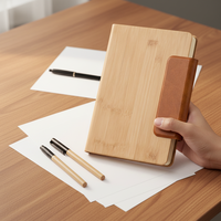 Carnet de notes de luxe en bambou gravé sur mesure pour entreprise, bloc-notes de bureau imprimé, reliure cousue, couverture magnétique